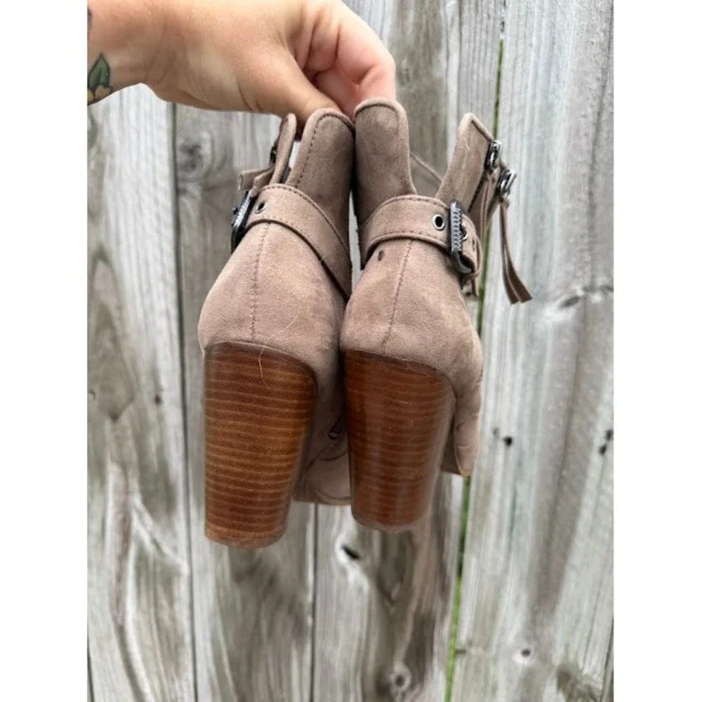Western Boho Carlos by Carlos Santana Ankle Boots 7.5 Taupe Madera Block Heel